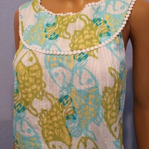 Lilly Pulitzer Bib Fish Summer Dress Metallic